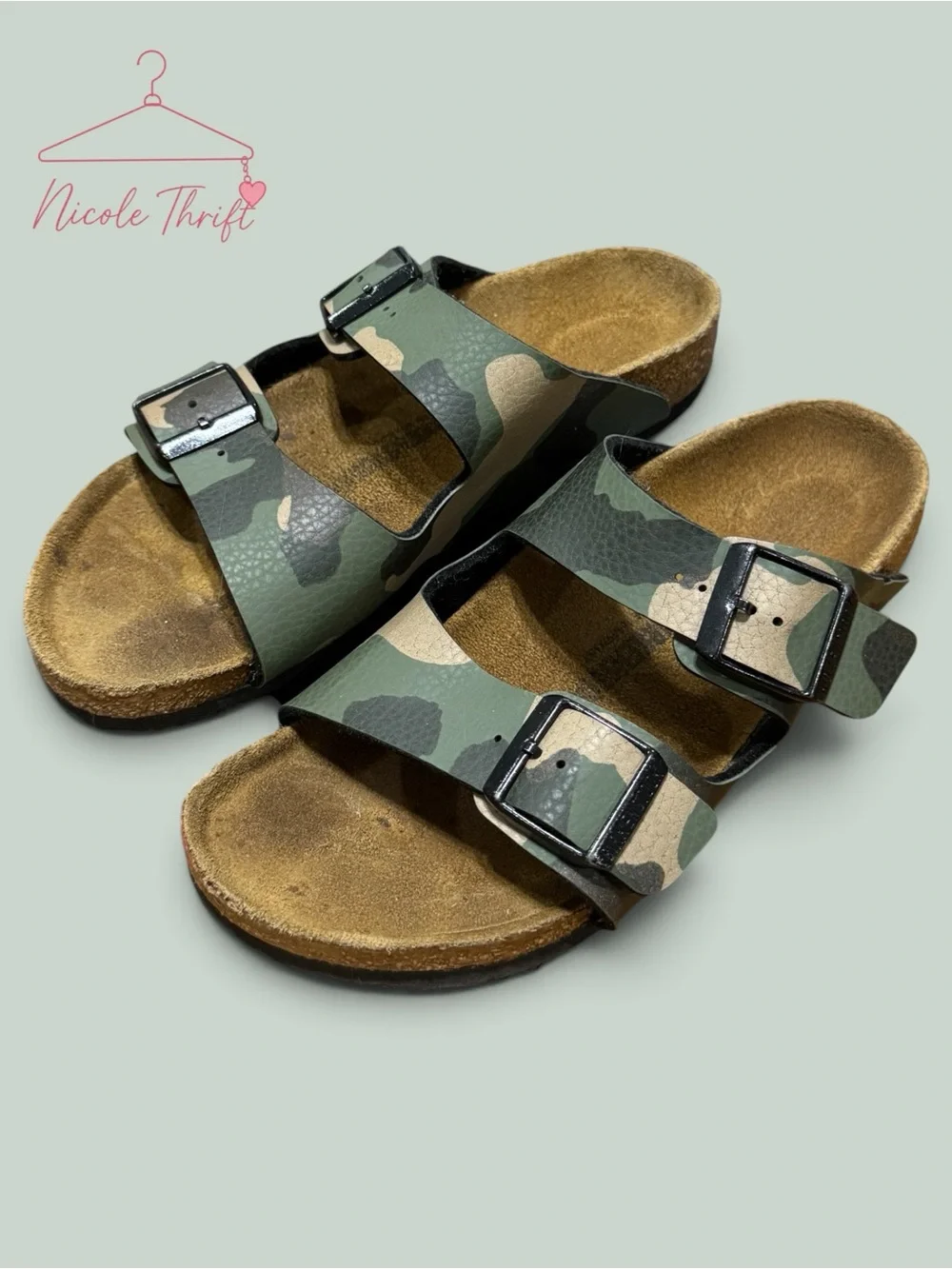 Birkenstock Kids Camo Double-Strap Sandals - Green & Tan